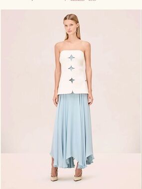 Alexis RASHA Strapless Dress in White and Light Blue